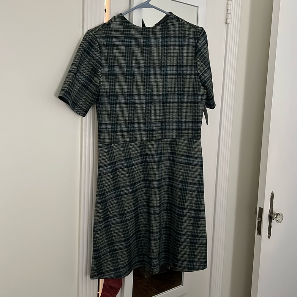 The Vanity Room mock neck plaid ponte dress